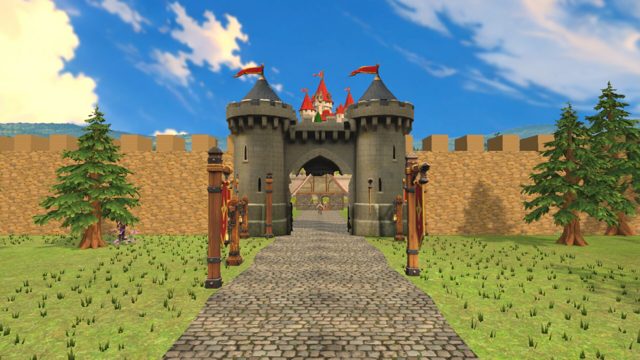 The castle gate at the edge of the village