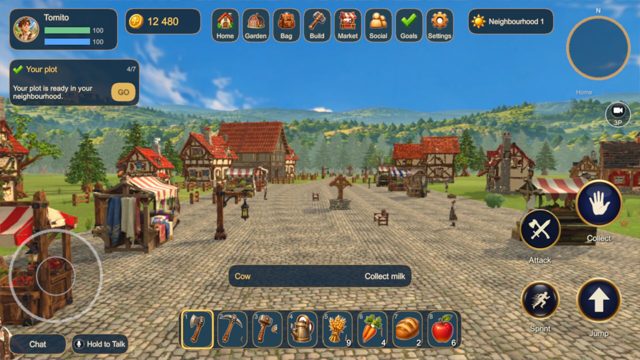 In-game view on Android with the touch controls and menus